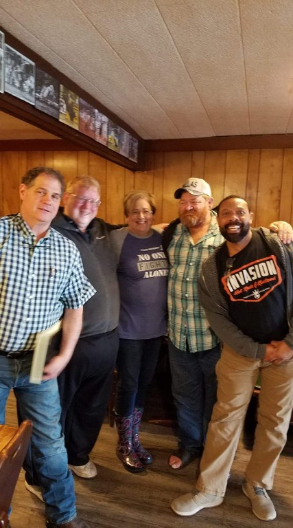 Rick Hatcher, Kevin Seager, Karen Piper, Danny McBride, and Tim Monroe at Reunion Planning Meeting at P3 on March 14, 2020.
