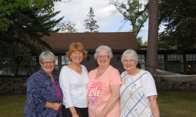 Judy (Thomson) Tucker, Patricia (Fish) Strot, Patti (Pedersen) Zawadski, and Audrey (Quick) Buss 2013 at Lake Sullivan