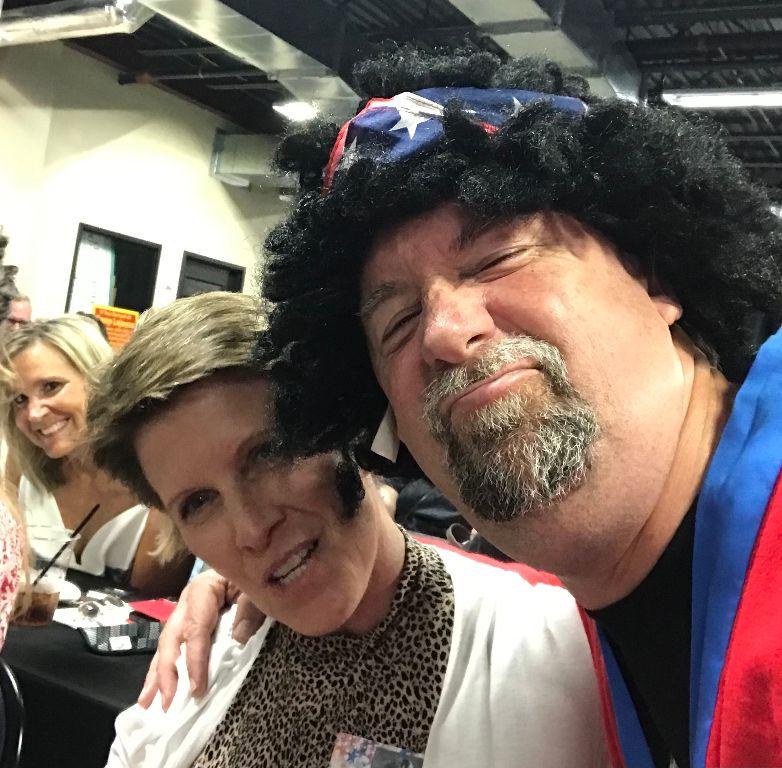 Patriot Boy Jeff Tornow is caught trying to assault Nancy (Voigt) Nieman as Lori (Denevan) Johnson watches in interest on June 9, 2023, at the South Dakota Military Alliance.