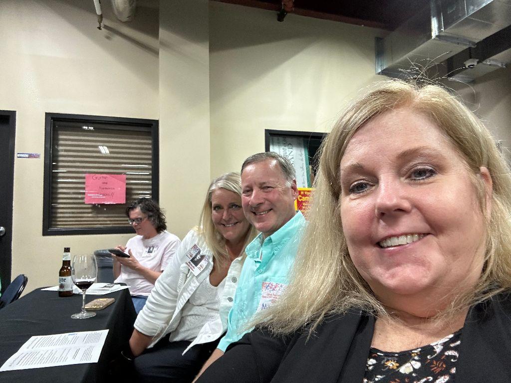 Cathy (Johnson) Radel, Michelle (Muth) Walters and husband Mike Walters on June 9, 2023, at the South Dakota Military Alliance.