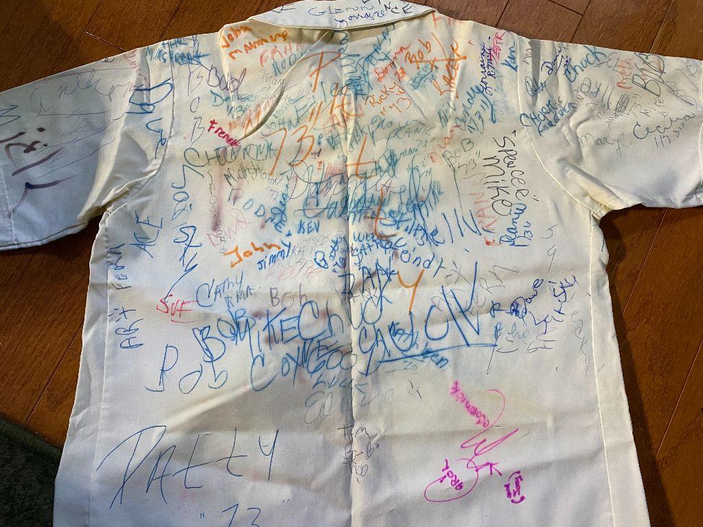 Karen Armstrong's Autographed 8th grade shirt (back)