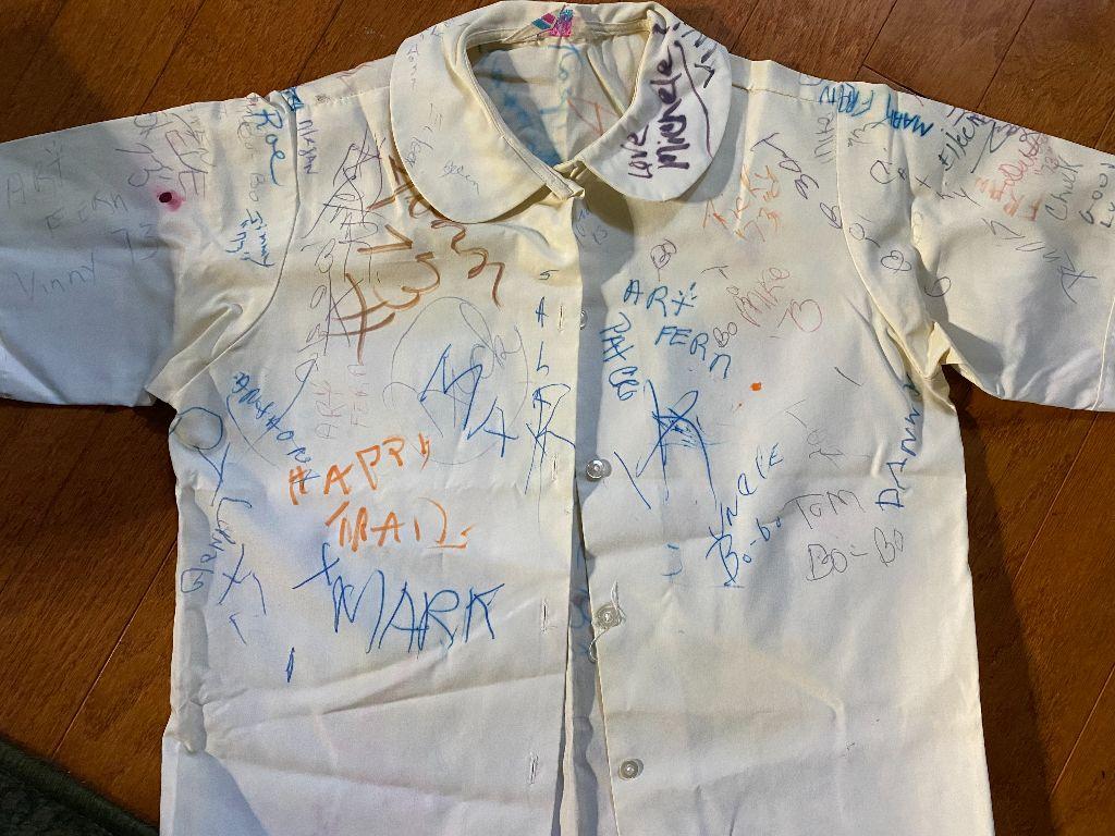 Karen Armstrong's Autographed 8th grade shirt (front)