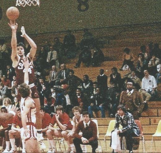 Joe Steindl (Boston University basketball manager 1980)--Rick Pitino in red sweater