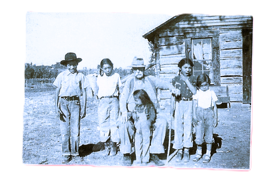 Joe, Evelyn, Grandpa Julian, Lolli, Gloria and Mary Ellen in front circa. 1949