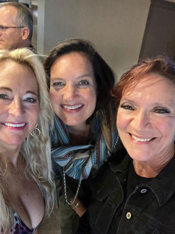 Cyndi (Alvine) Zechmann, Mary Nell Wegner and Connie (Weiss) Pruner snag a selfie on June 9, 2023, at the South Dakota Military Alliance.