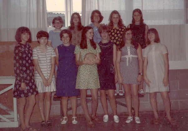 Ladies volleyball team - 1969/70 - find Judy Alford, Ginger Rudd, Judy Underwood, Rebecca Jones, Rosemary Waymack and Kathy Collison