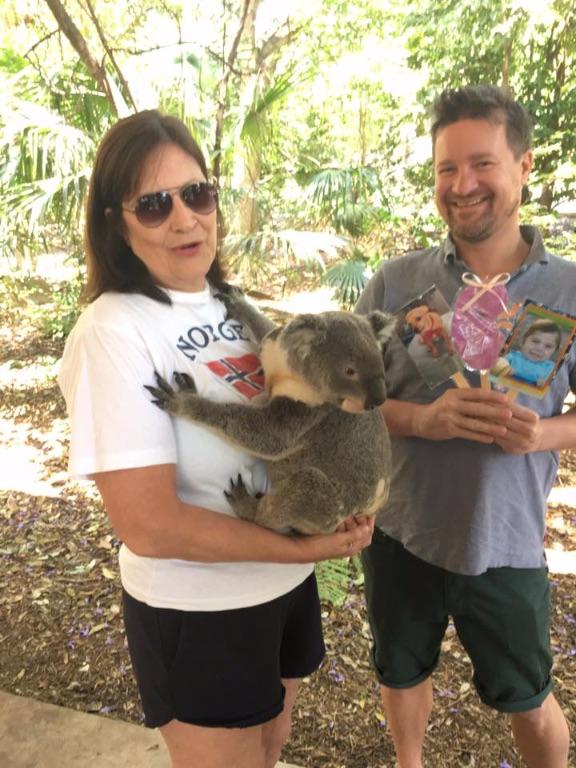 Prin Myhre: Holding a koala in Brisbane Australia, bucket list: check!