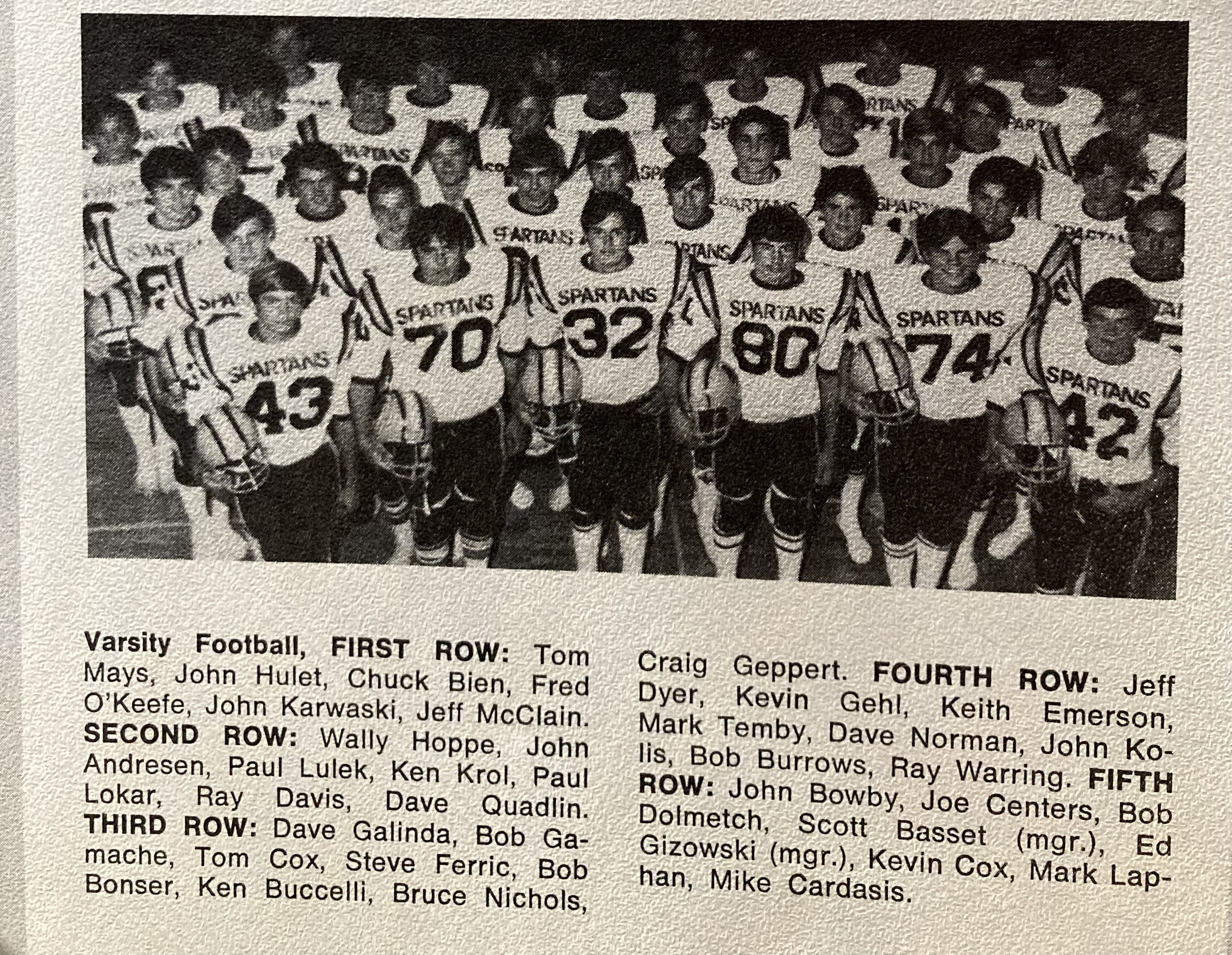 1974 Hard Hitting Varsity Football Team