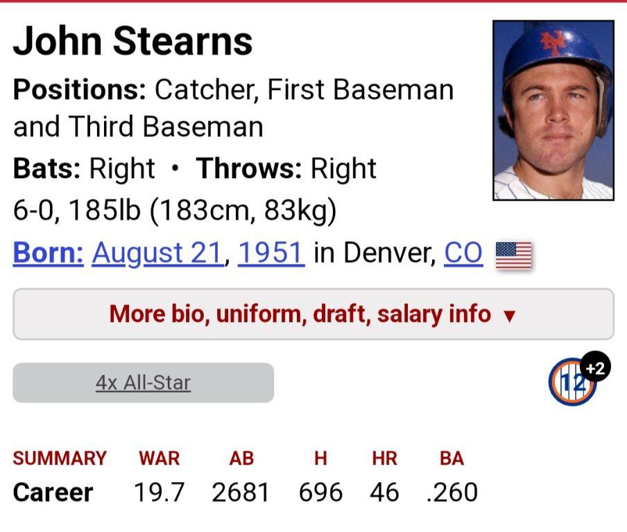 Add'l info on John Stearns.  Posted prev announcement re: passing in Sept, 2022. (Patti Peri)