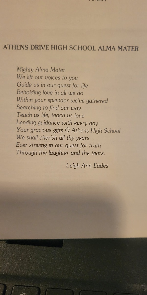 Athens Alma Mater - written by Leigh Ann Eades  (1980)