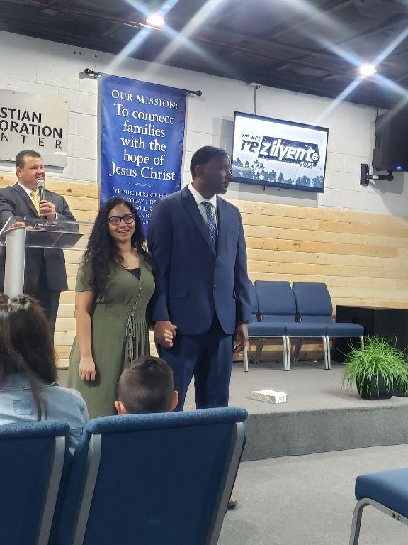 Ernest Ministerial Installation.  Laura, Ernest and wife Saraiah