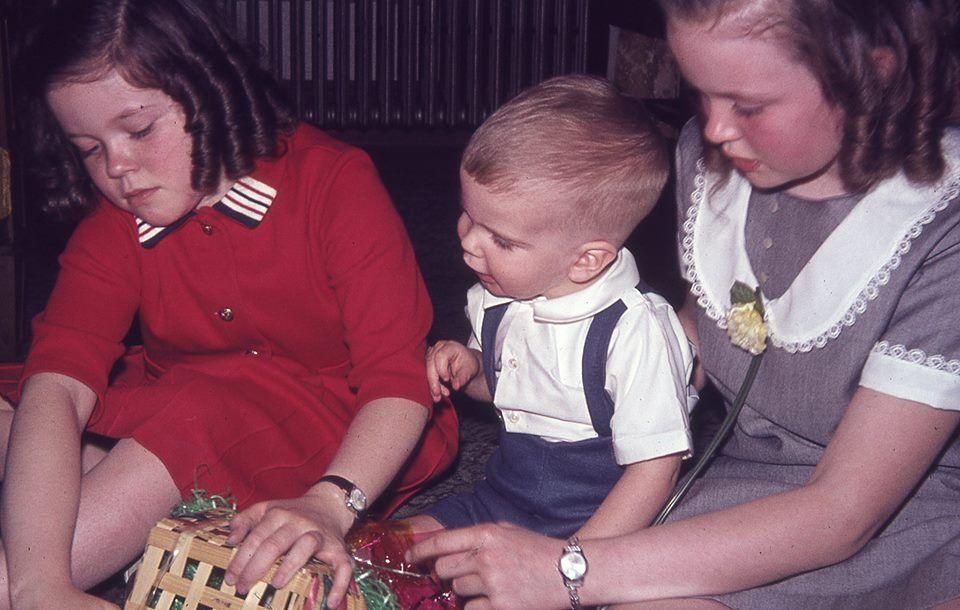 1975; Mary and Annmarie Flynn with John Lynch