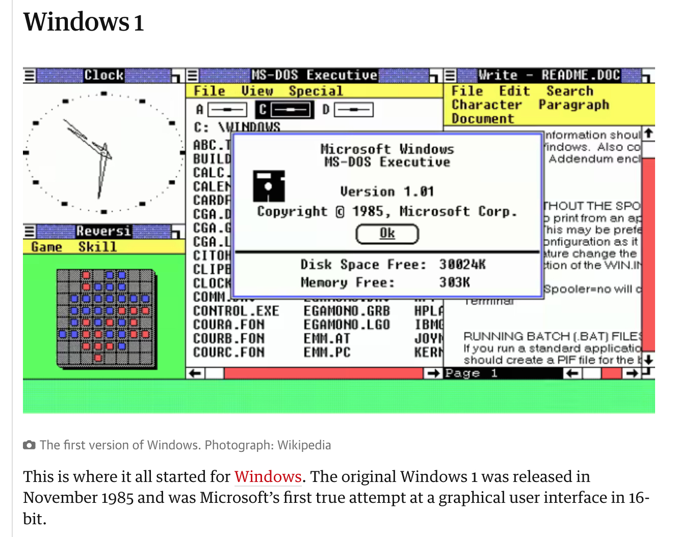 Windows 1.0 came out in 1985