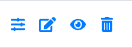 Pages Settings, Edit This Page, View this page and Delete this page icons